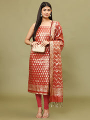 Woven Chanderi Unstitched Suit With Dupatta