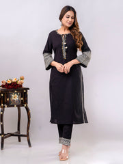 Neck Patti Cotton Kurta With Pants