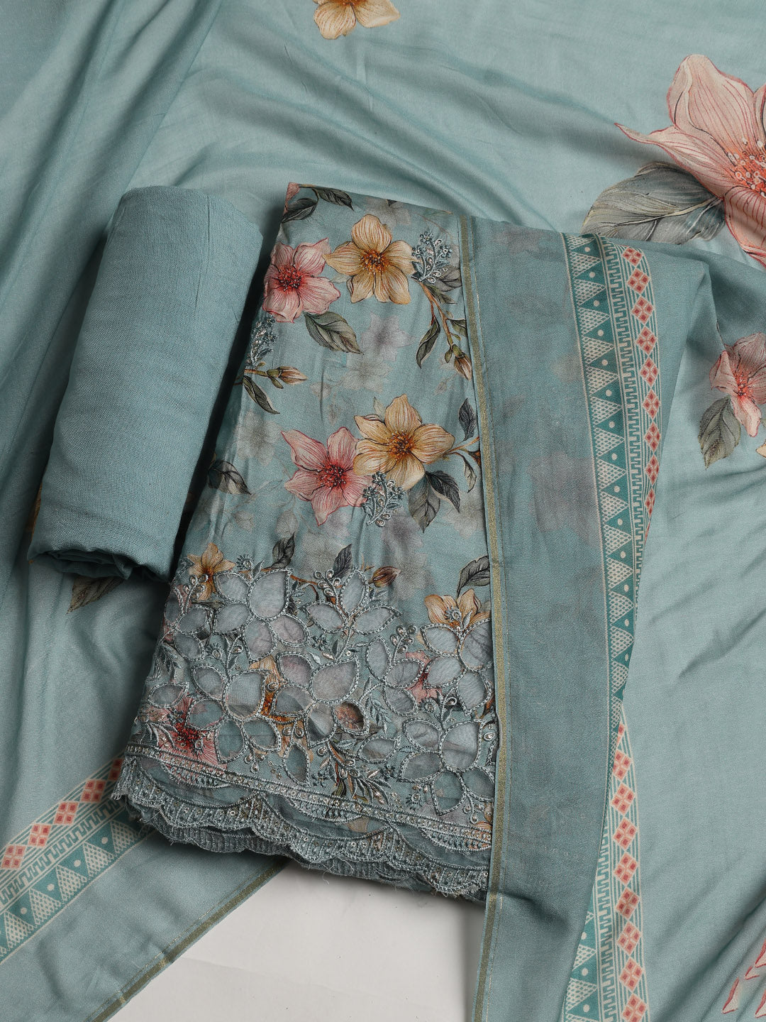 Printed Muslin Unstitched Suit With Dupatta