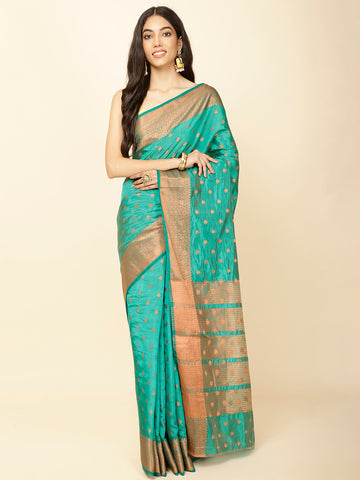 Zari Border Booti Woven Handloom Saree