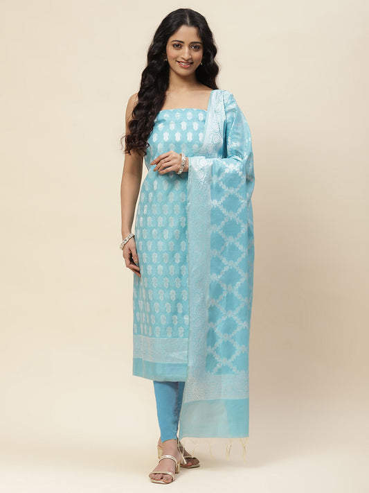 Woven Chanderi Unstitched Suit With Dupatta