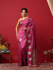 Woven Design Art Silk Magenta Saree