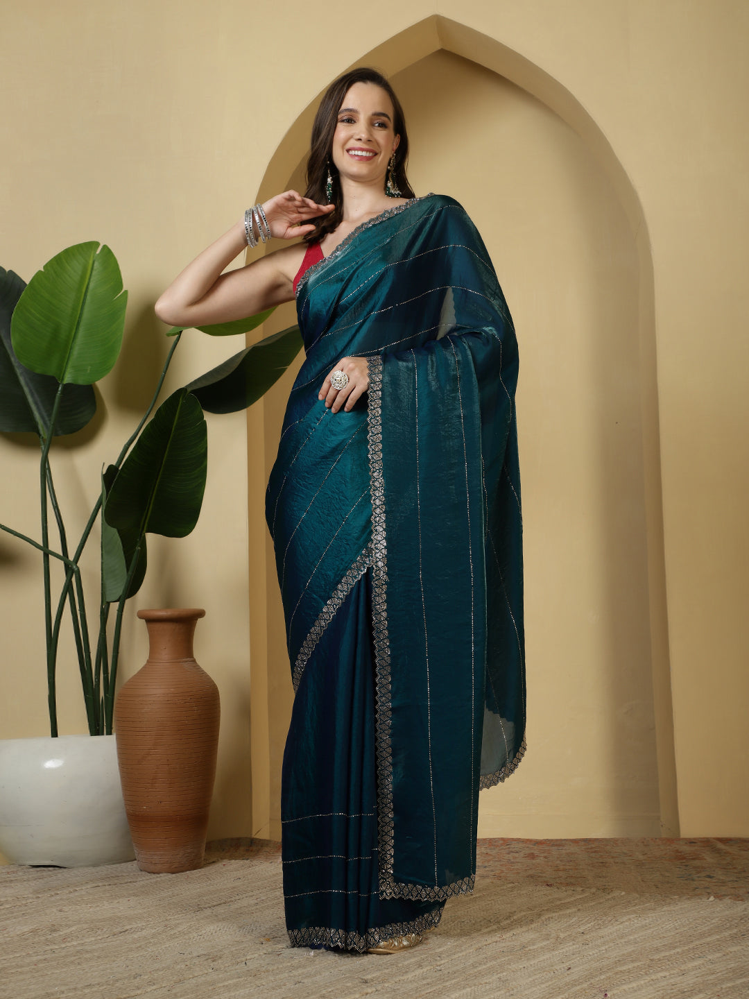 Sequence Work Satin Saree
