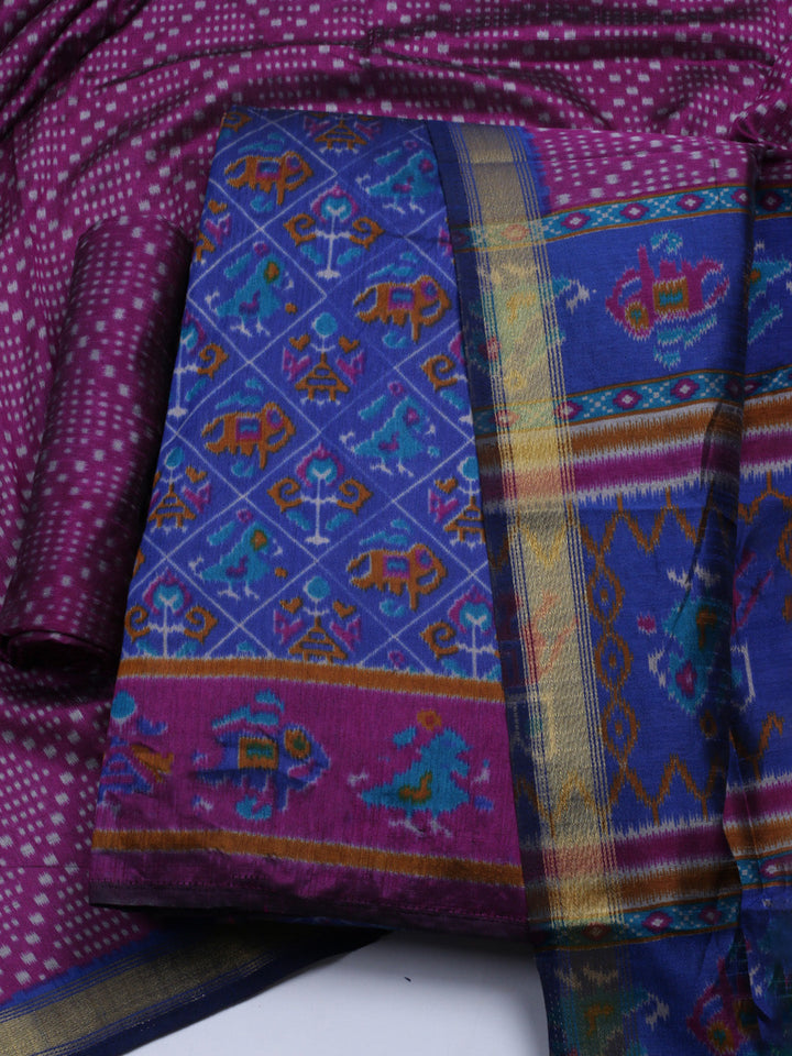 Woven Design Art Silk Unstitched Kurta With Pant &amp; Dupatta