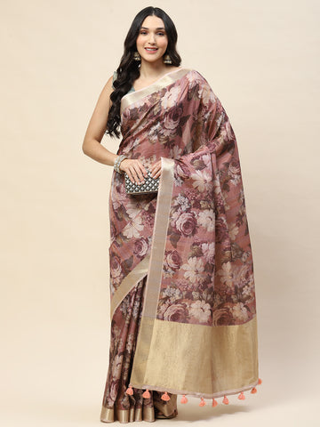 Digital Floral Printed Cotton Saree