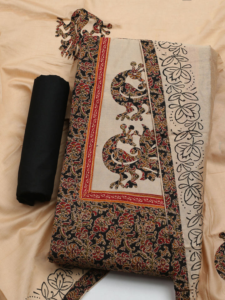 Printed Cotton Blend Unstitched Kurta With Pant &amp; Dupatta