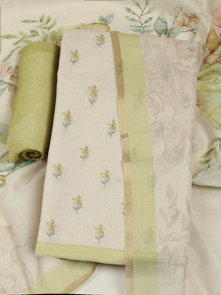 Printed Tissue Unstitched Suit With Pant &amp; Dupatta