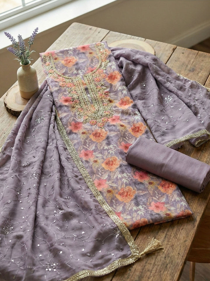 Embroidered Cotton Unstitched Suit With Pant