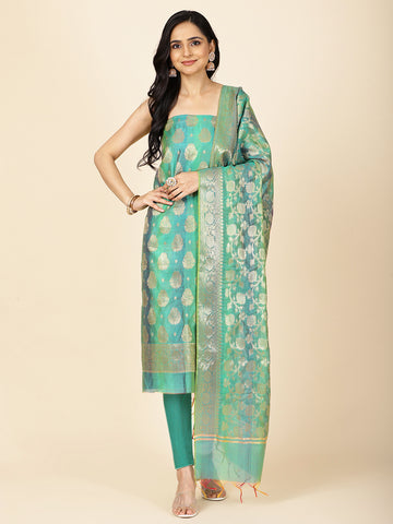 Woven Chanderi Unstitched Suit Piece With Dupatta