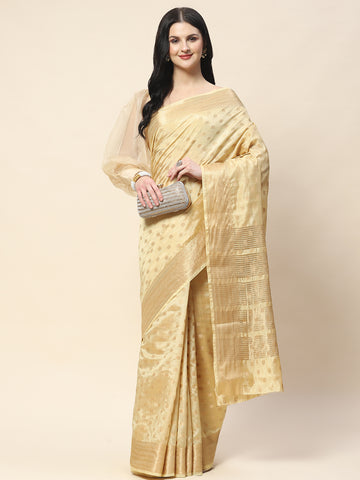 Zari Border Booti Woven Handloom Saree