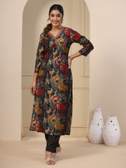 Floral Printed Muslin Kurta With Pants