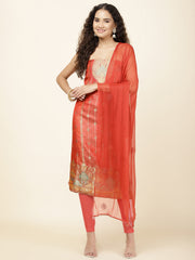 Neck Embroidered Handloom Unstitched Suit With Dupatta