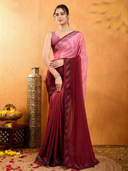 Embroidered Chinon Saree