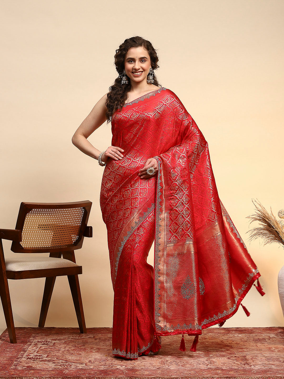 Woven Design Satin Saree