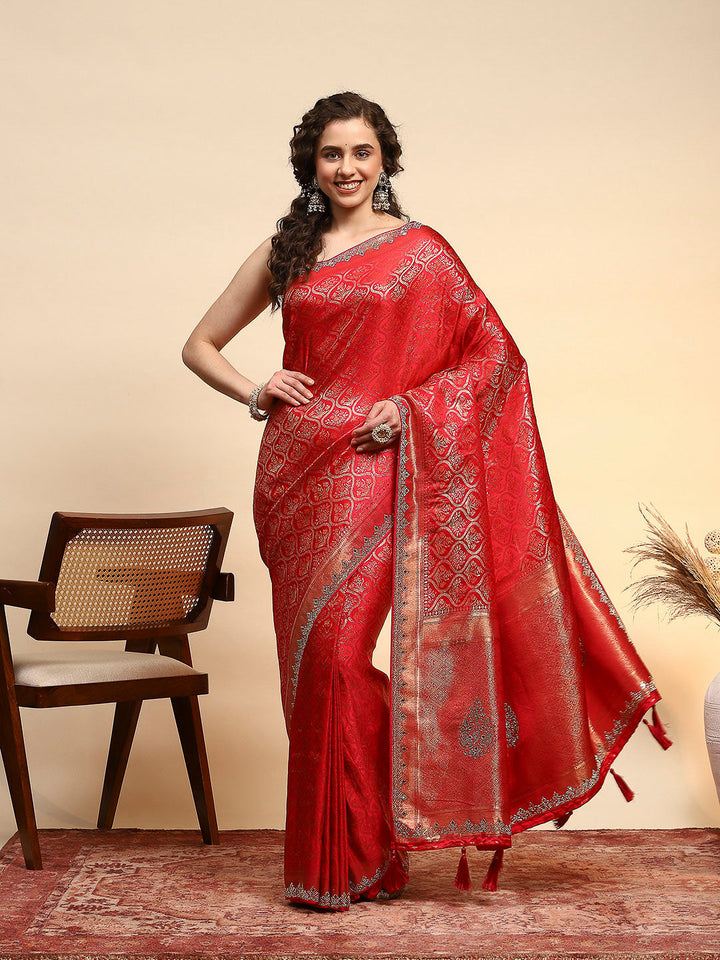 Woven Design Satin Saree
