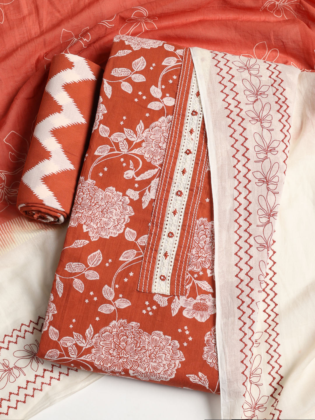 Printed Cotton Printed Unstitched Suit With Dupatta