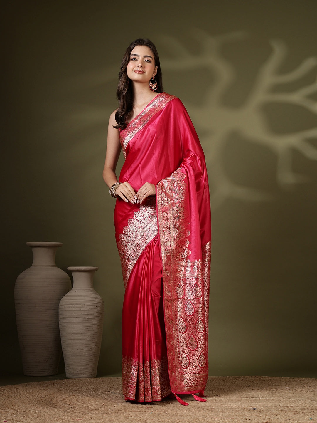 Woven Design Satin Saree