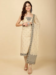 Embroidery Cotton Unstitched Suit Piece With Dupatta