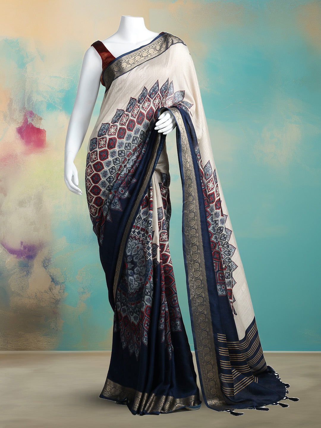 Printed Tussar Saree