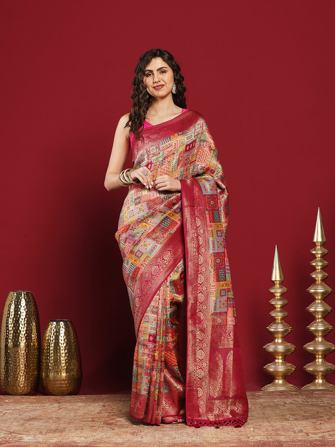 Woven Design Satin Saree