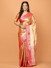 Plain Zari Border Banarasi Woven Saree