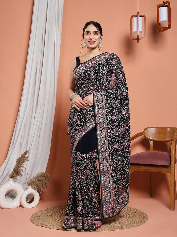 Embroidered Georgette Saree