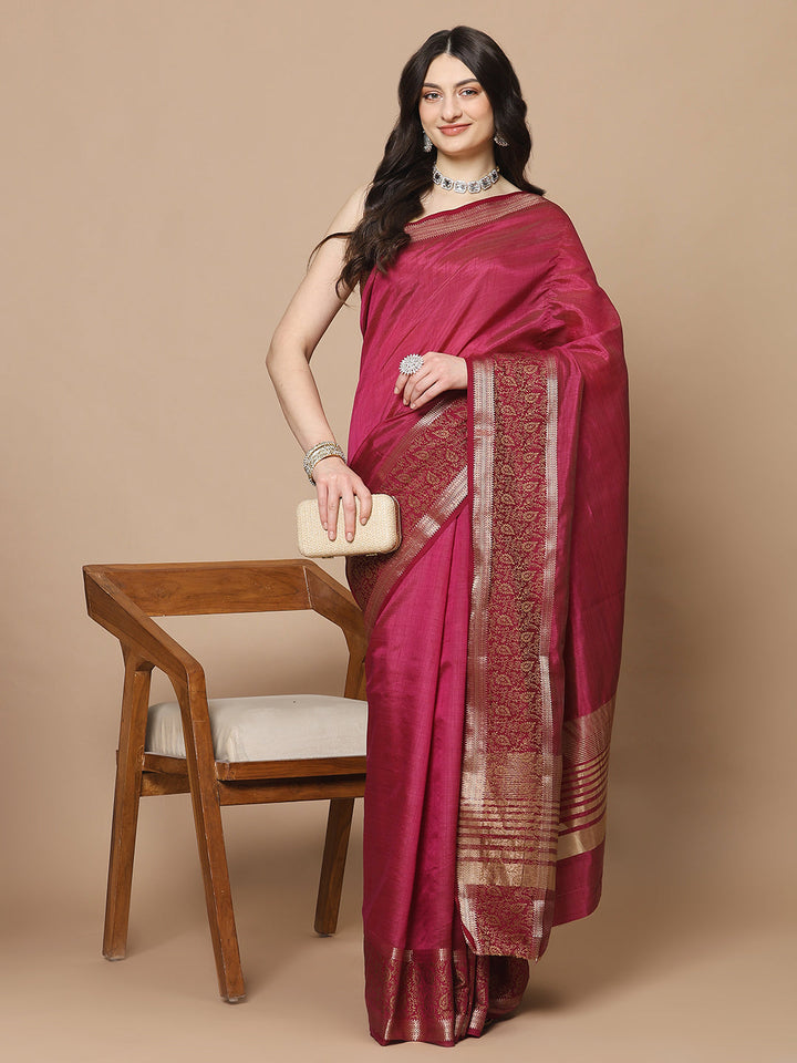 Resham Zari Border Art Silk Woven Saree