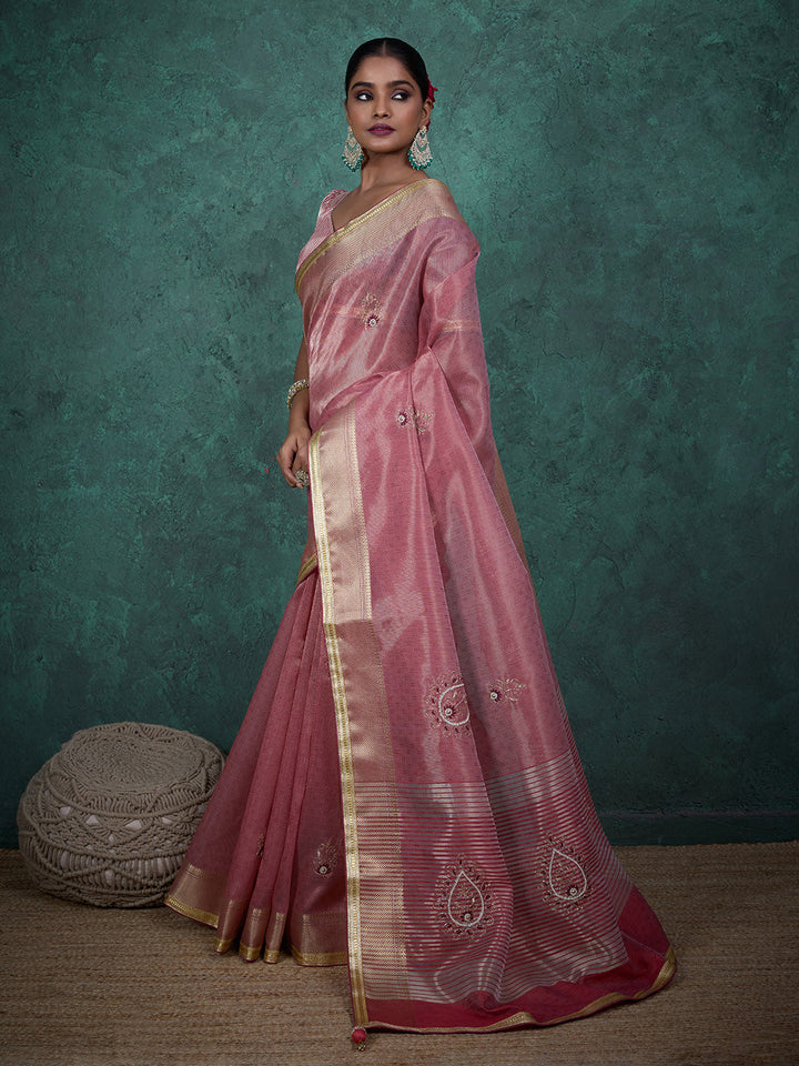 Woven Border Linen Saree