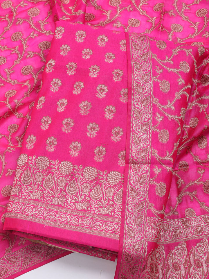 Banarasi Chanderi Unstitched Suit With Dupatta