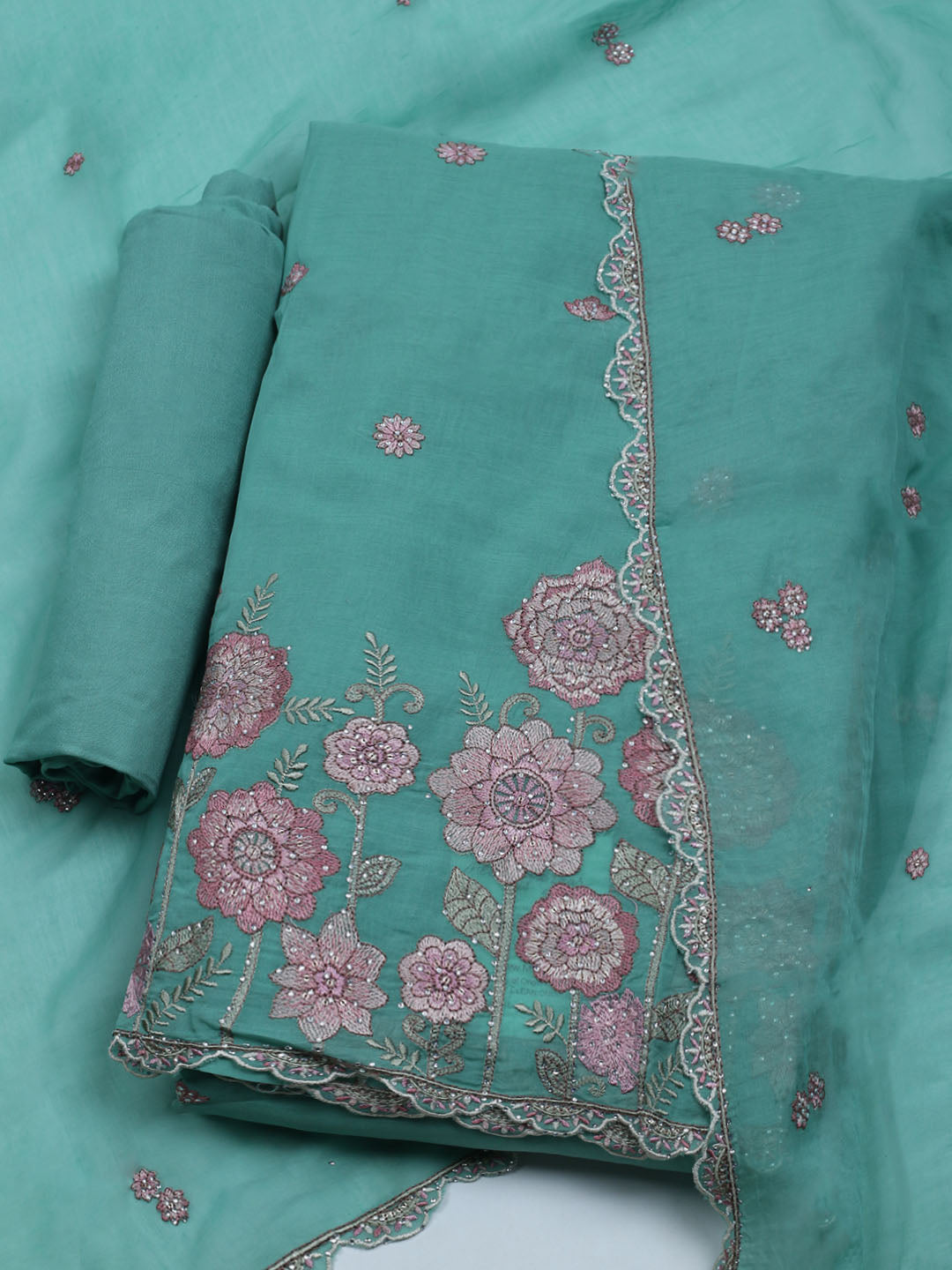 Embroidered Cotton Blend Unstitched Suit With Dupatta