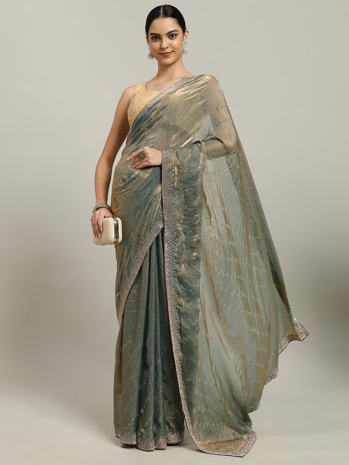 Stone Work Embellished Tissue Saree