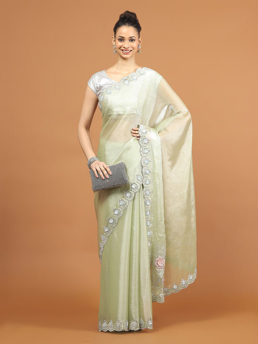 Stone Work Art Chiffon Saree