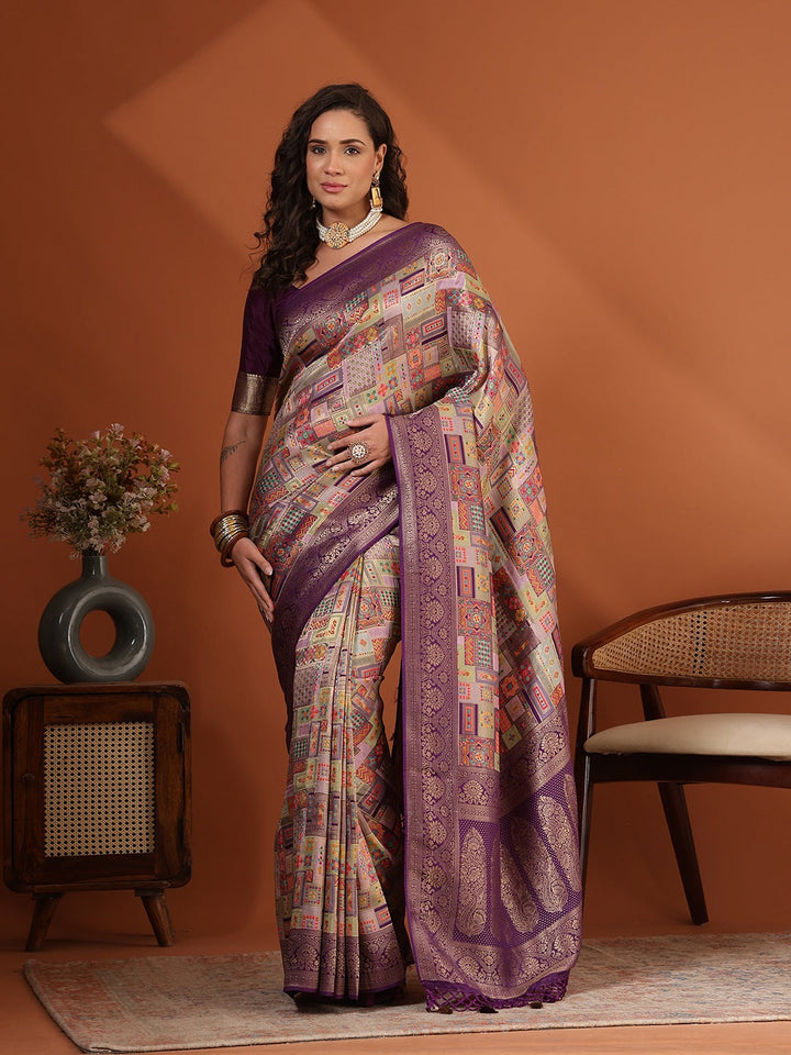 Woven Design Satin Saree