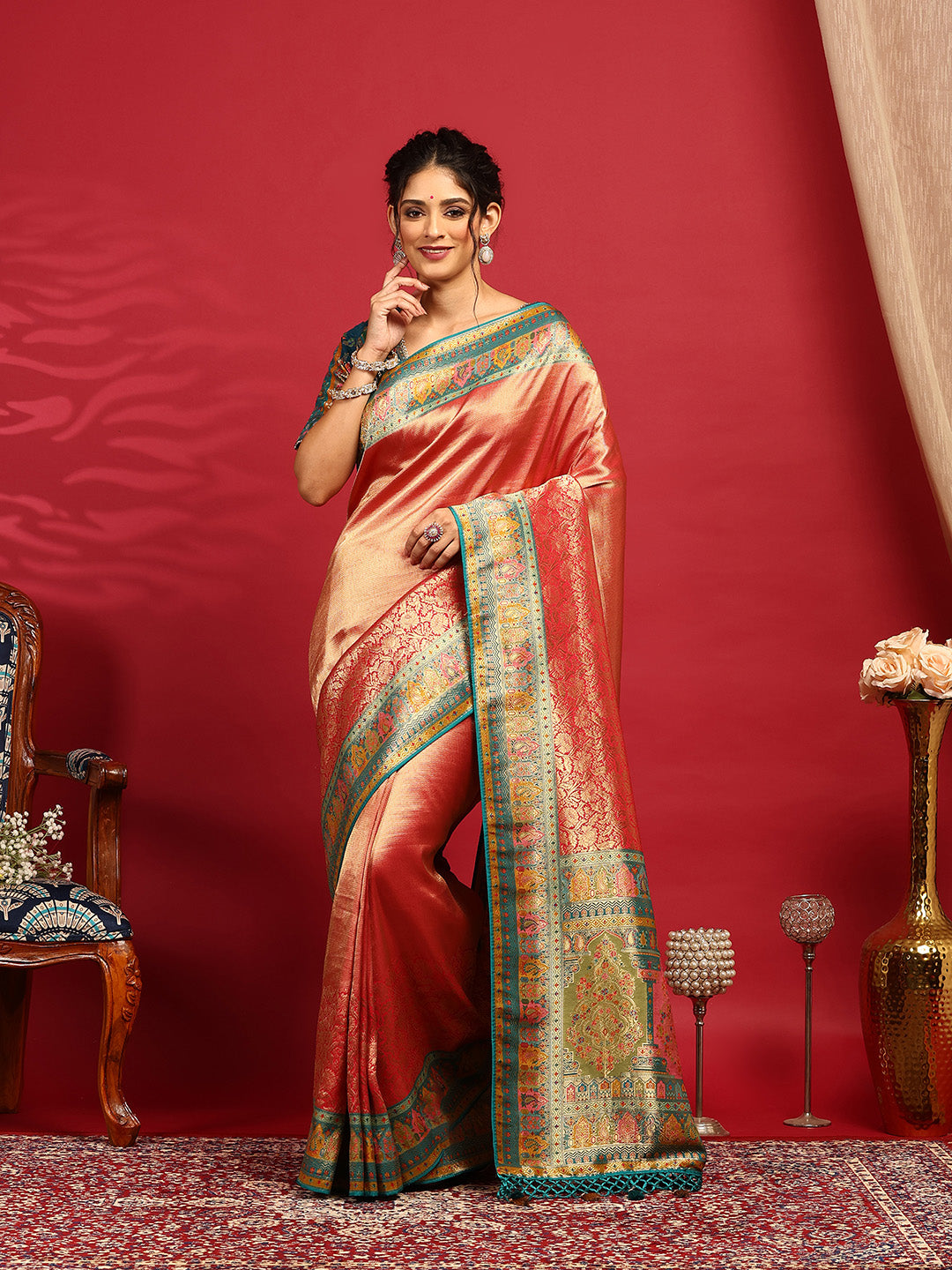 Embroidered Dola Silk Saree