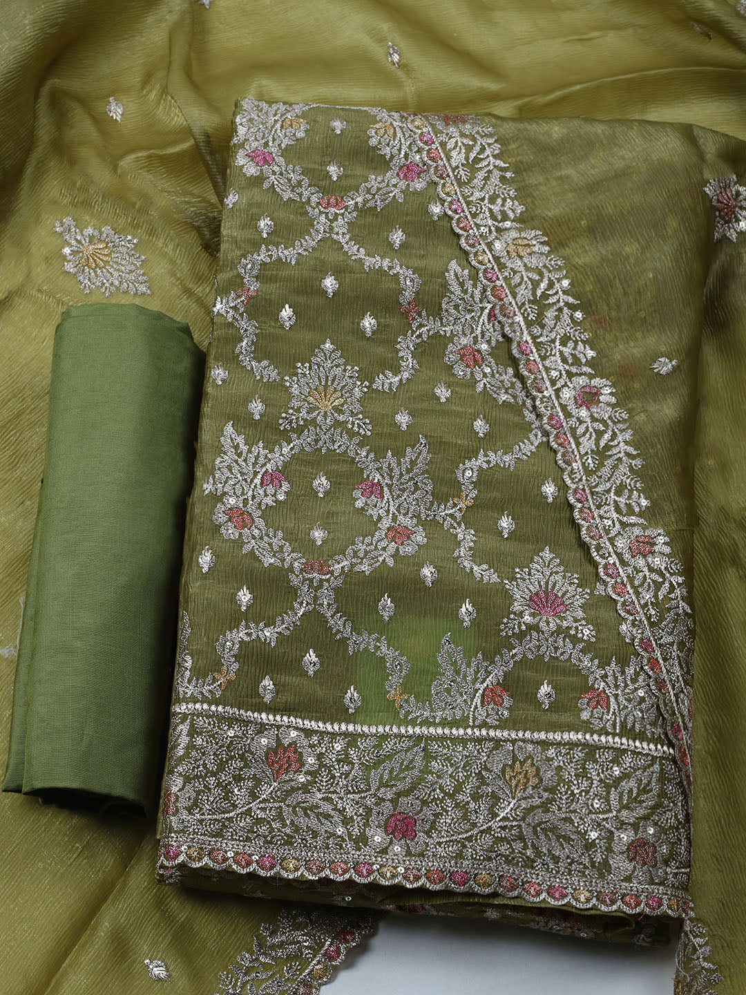 Woven Design Tissue Unstitched Suit With Dupatta