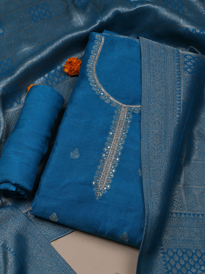 Kanjeevaram Chanderi Unstitched Suit With Dupatta