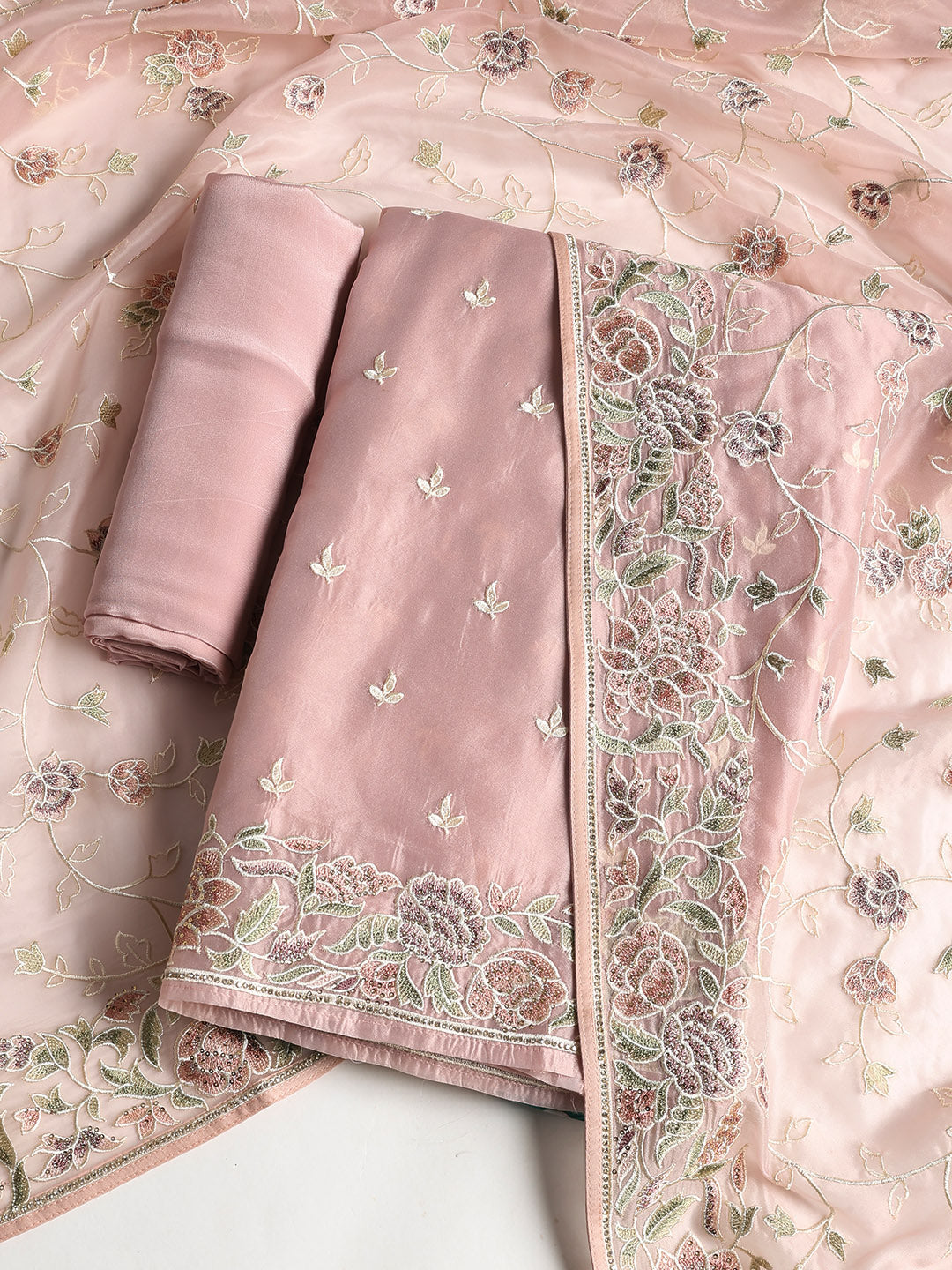 Resham Jaal Organza Unstitched Suit With Dupatta