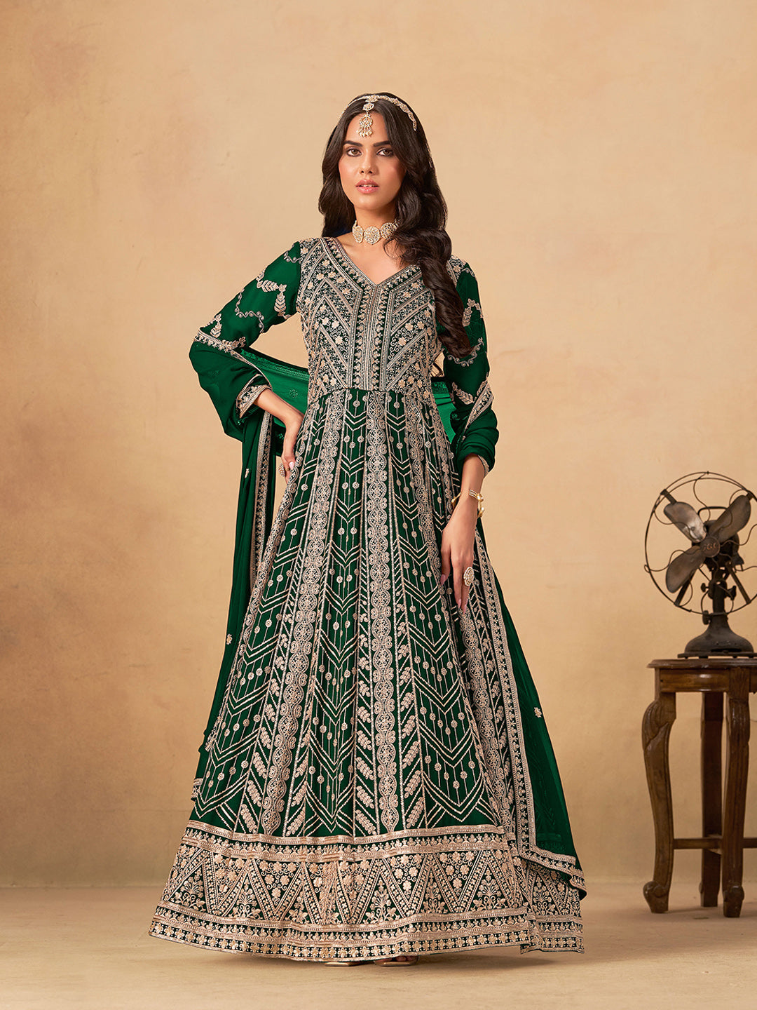 Embroidered Georgette  Semi Stitched Kurta With Pant &amp; Dupatta