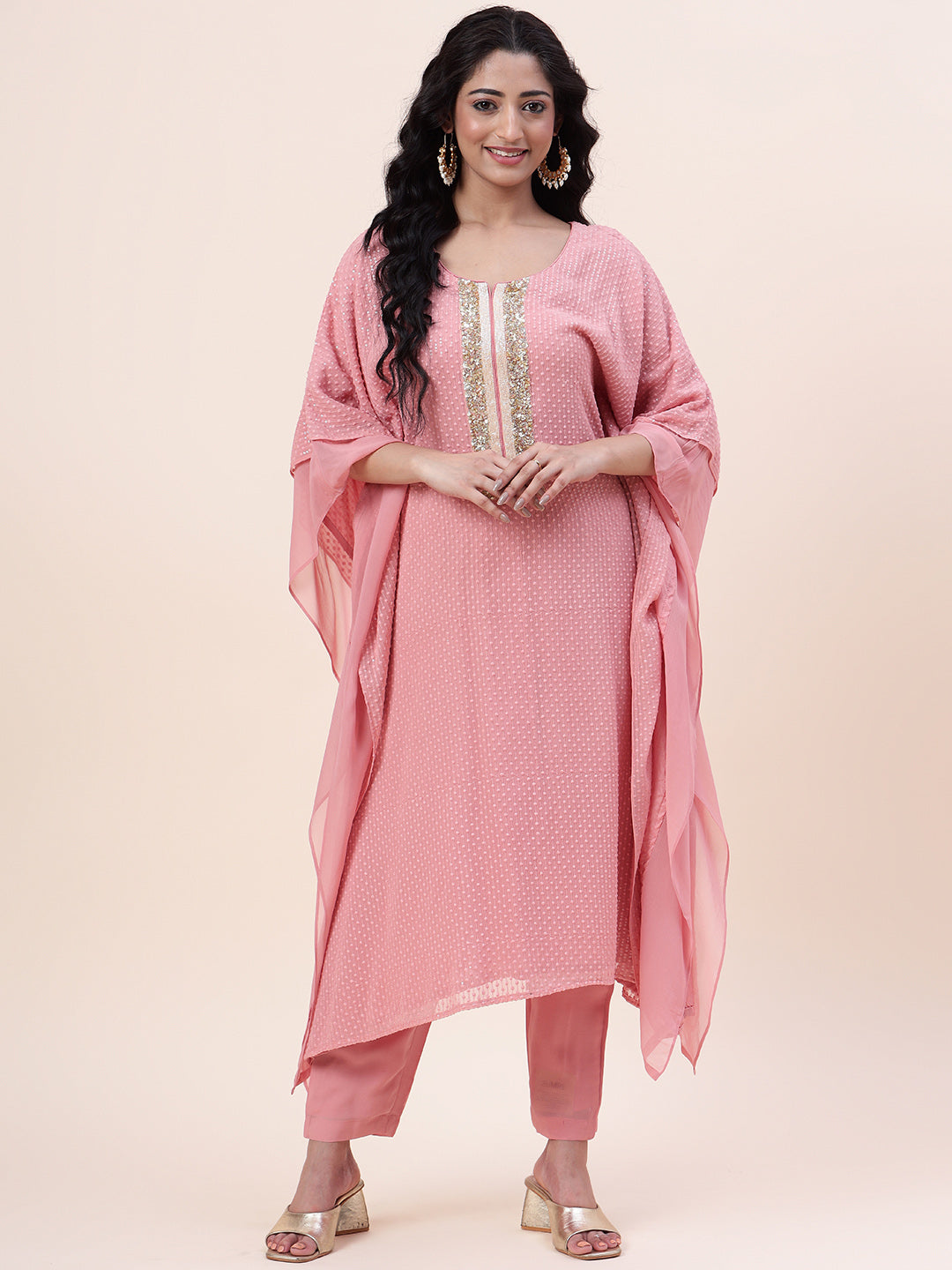 Embroidered Georgette Kurta With Palazzo