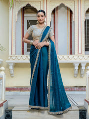 Embroidered Satin Saree
