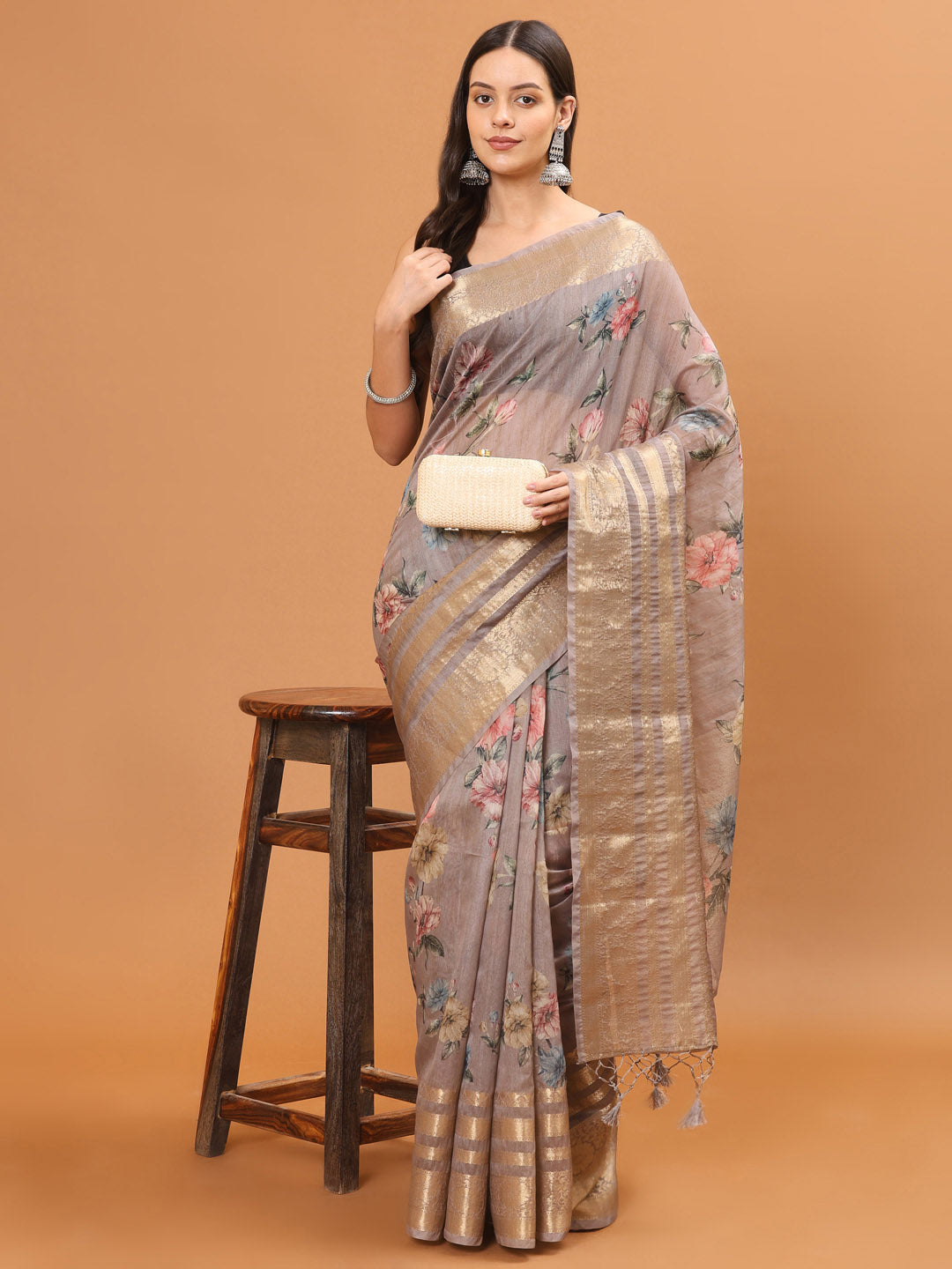 Digital Floral Printed Handloom Saree