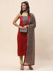 Printed Cotton Unstitched Suit Piece With Dupatta