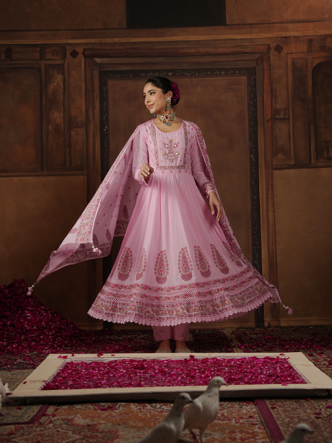 Woven Design Cotton Blend Kurta With Pant &amp; Dupatta