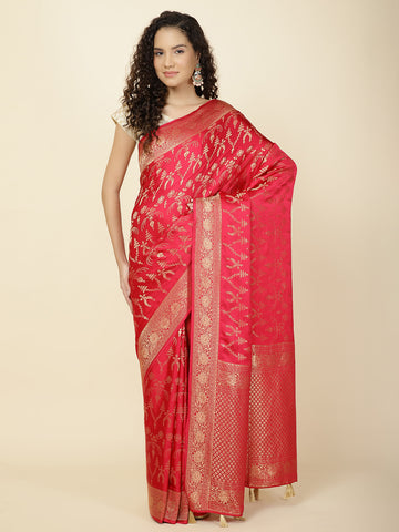 Zari Jaal Woven Satin Saree