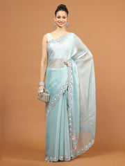 Stone Work Art Chiffon Saree