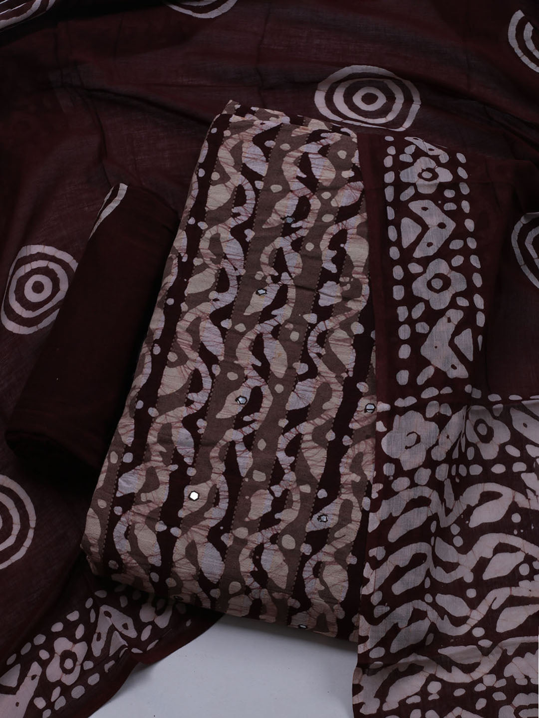 Printed Cotton Blend Unstitched Suit With Dupatta