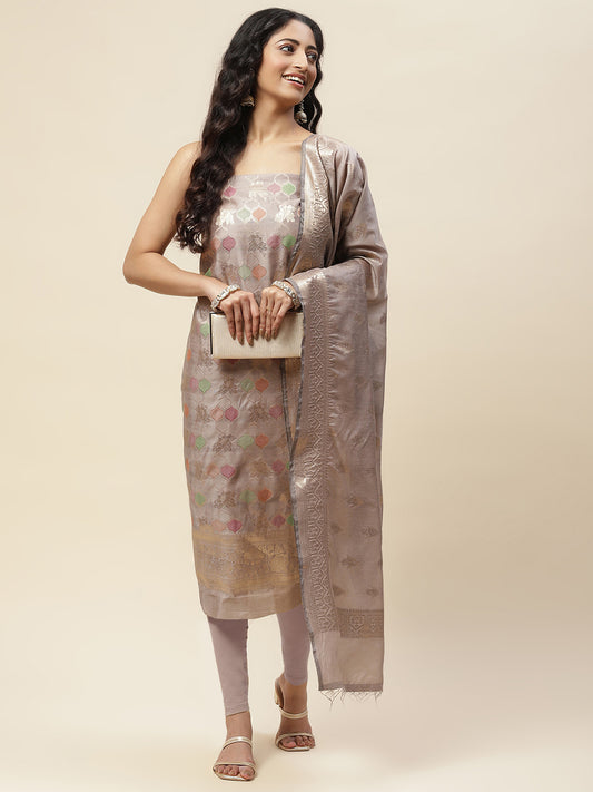 Woven Chanderi Unstitched Suit With Dupatta