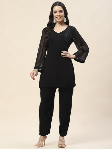 Swarovski Georgette Short Kurta With Pants