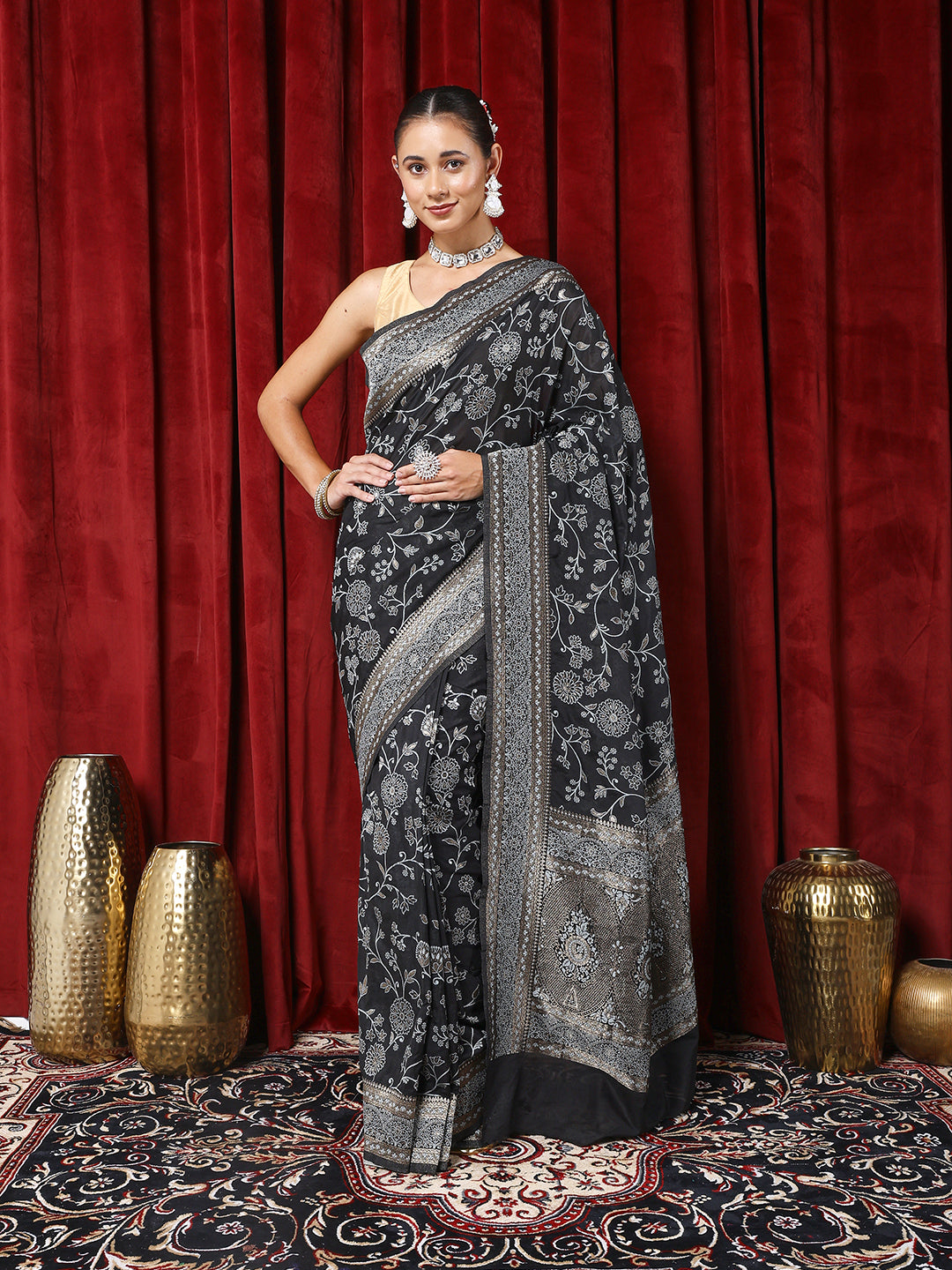 Zari Jaal Crepe Saree