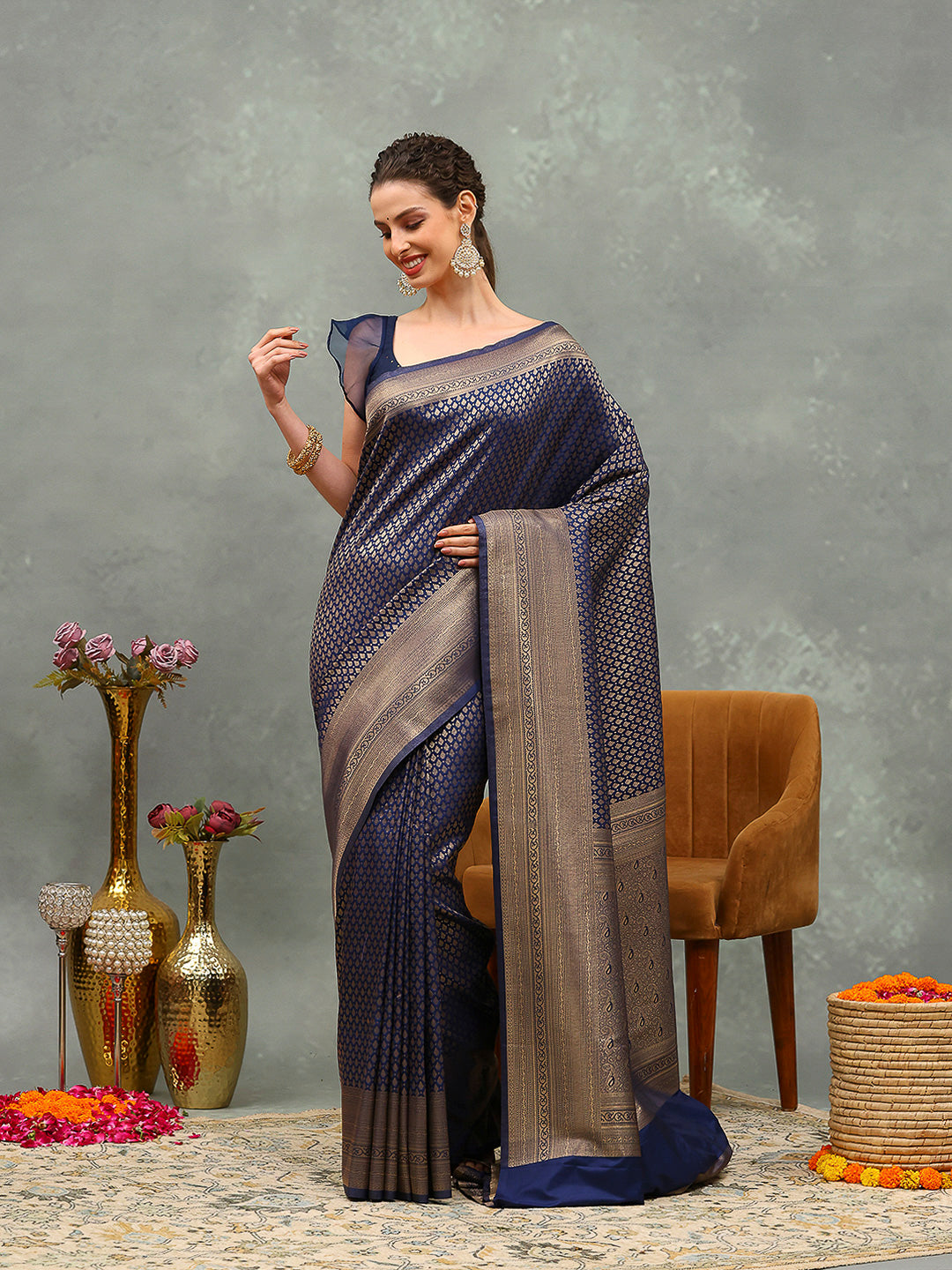 Zari Jaal Art Silk Woven Saree